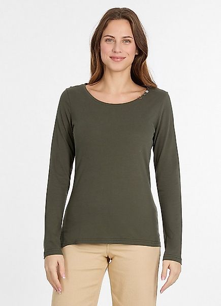 Ragwear Langarmshirt FLLORAH LONG GOTS mit süßen Zierknöpfen am Ausschnitt günstig online kaufen