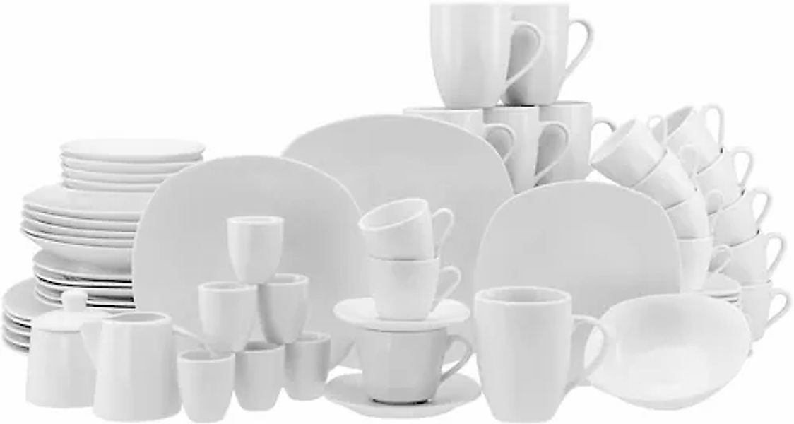 CreaTable Kombiservice »Square Weiß, Kombi-Service 62-tlg«, (Set, 62 tlg.), günstig online kaufen