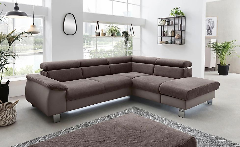 COTTA Ecksofa "Komaris L-Form, B: 249 cm" mit Kopfteilverstellung, optional günstig online kaufen