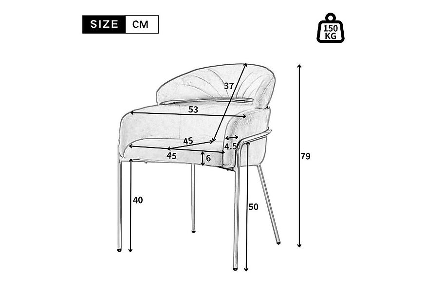 Flieks Polsterstuhl (4 St), 4er Set Esszimmerstühle Armlehnstuhl Wohnzimmer günstig online kaufen