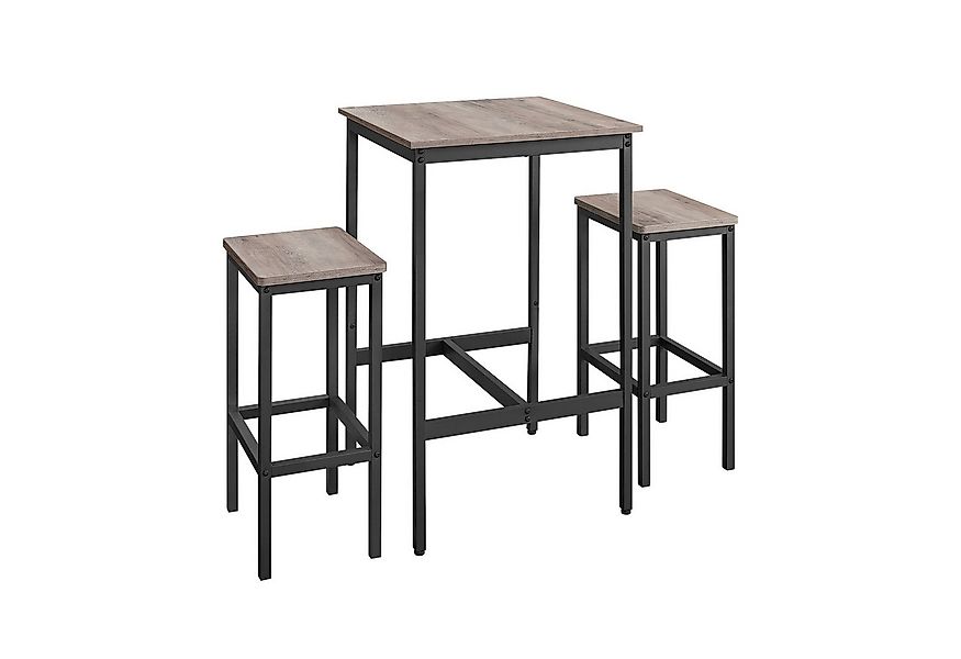 VASAGLE Bartisch Bartisch-Set, Esstisch(60 x 60 x 90 cm) mit 2 Barhochern günstig online kaufen