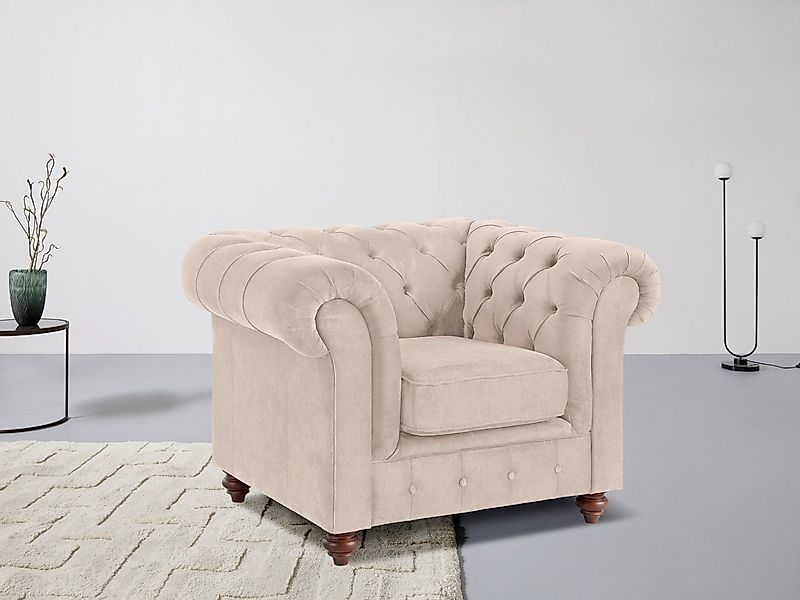 Home affaire Sessel Chesterfield B/T/H: 105/69/74 cm, mit hochwertiger Knop günstig online kaufen