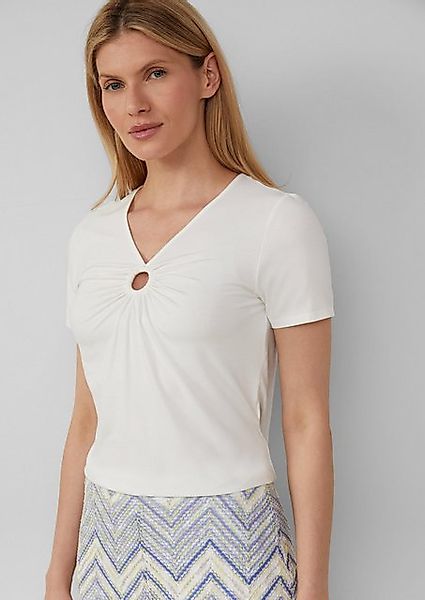 s.Oliver BLACK LABEL Kurzarmshirt T-Shirt aus Viskosestretch mit Ringdetail günstig online kaufen