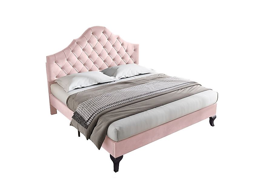 Flieks Polsterbett, Samt Doppelbett mit höhenverstellbarem Kopfteil 140x200 günstig online kaufen