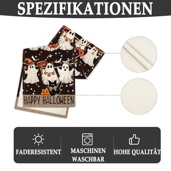 CLTYQ Tischläufer Halloween Tischläufer mit Geister-Kürbis günstig online kaufen