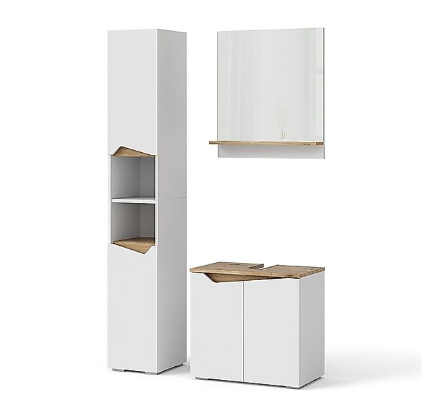 Vicco Badmöbel-Set Marelle, Weiß/Artisan-Eiche, 3 Teile, mit Hochschrank, ( günstig online kaufen