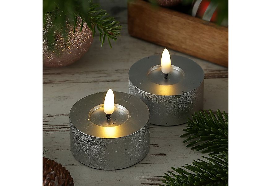 MARELIDA LED-Kerze LED Maxi Teelichter Lina Rustik Optik Echtwachs D: 7cm s günstig online kaufen