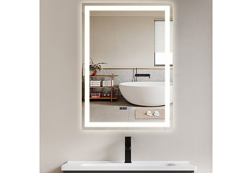 ZMH Badspiegel mit LED Leuchtung mit Touch-Funktion Weiß Wandspiegel (Packu günstig online kaufen