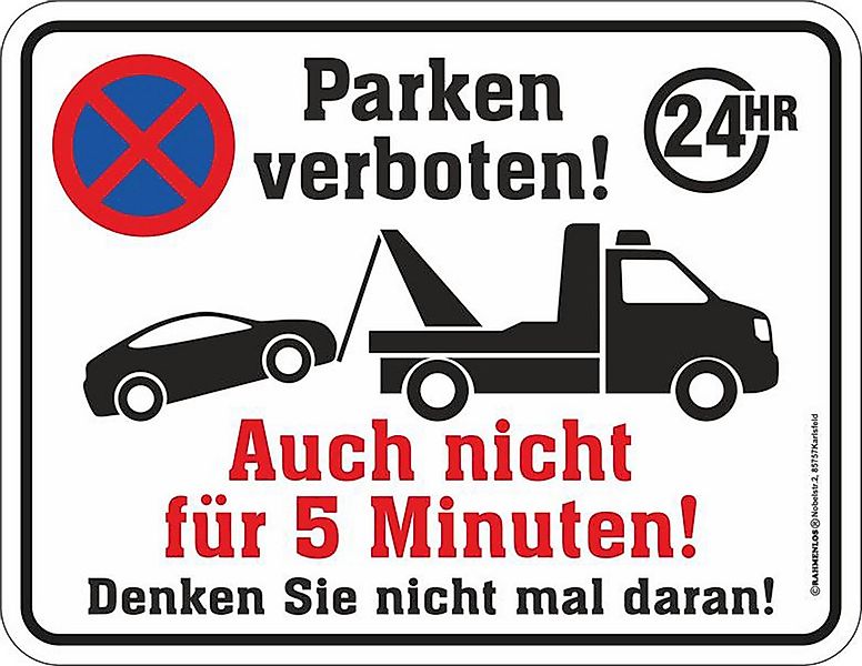 Metallschild Warnung - Fun-Schilder - Parken verboten 24HR günstig online kaufen