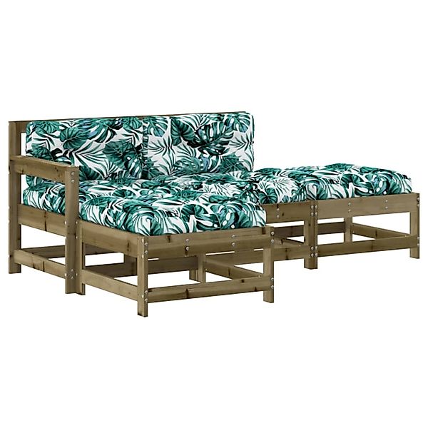 vidaXL 4-tlg Garten-Lounge-Set mit Kissen Kiefernholz Imprägniert Modell 10 günstig online kaufen