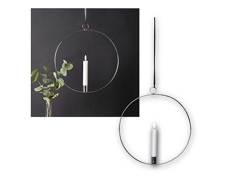STAR TRADING LED-Leuchtmittel LED-Kerze "Flamme", mit Ring Ø 28cm, Silber, günstig online kaufen