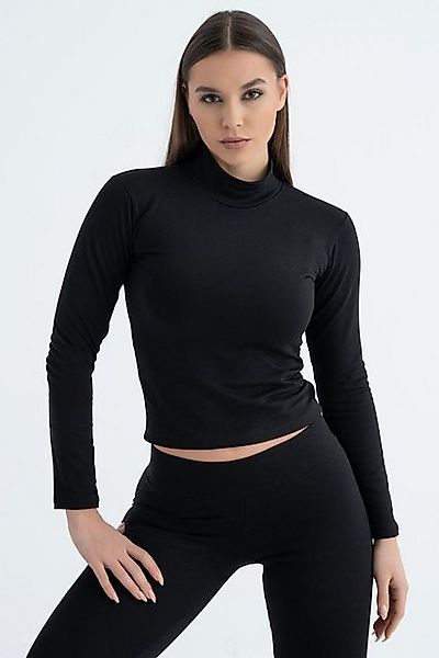 Evoni Crop-Top Damen Shirt Langarm Halbkragen günstig online kaufen