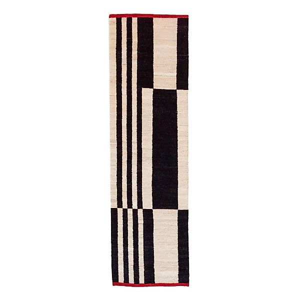 Nanimarquina - Mélange Stripes 1 Kilim Teppichläufer 80x240cm - schwarz-wei günstig online kaufen