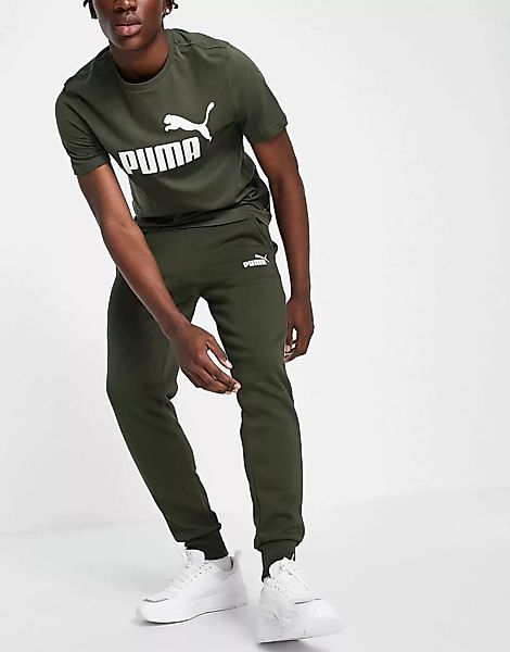 PUMA – Essentials – Jogginghose mit Logo in Khaki-Grün günstig online kaufen
