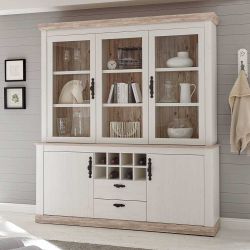 Buffetschrank im skandinavischen Landhausstil Weiß Pinie günstig online kaufen