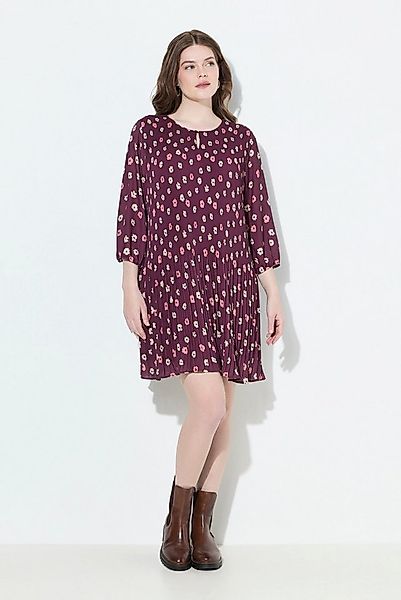 Ulla Popken Minikleid Plisseekleid Blüten doppellagig Rundhals 3/4-Arm günstig online kaufen