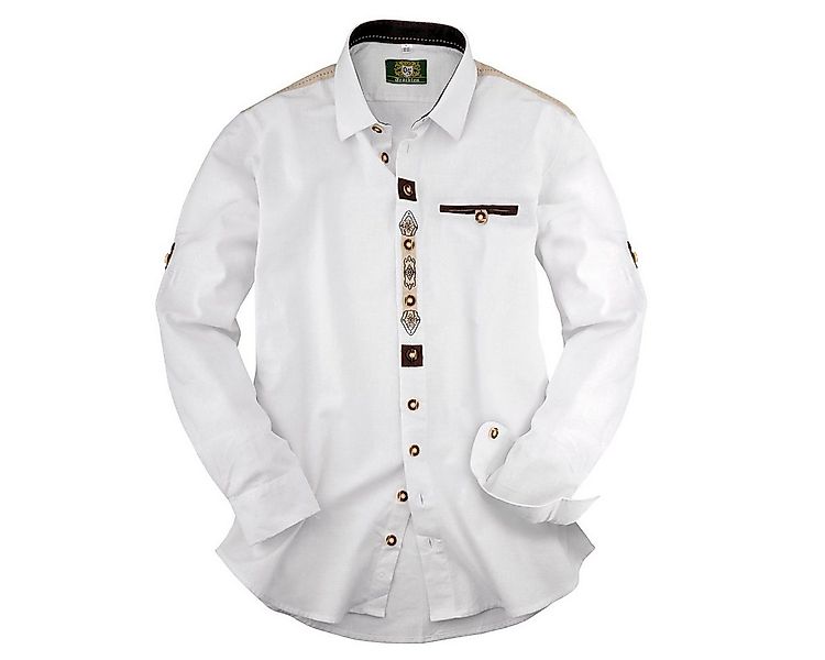 OS Trachten Trachtenhemd XXL Orbis Trachtenhemd weiß Krempelärmel Stickerei günstig online kaufen