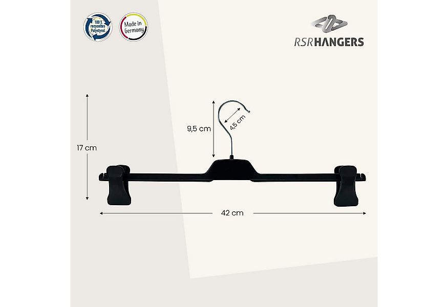 RSR Hangers Kleiderbügel Hosenbügel Rockbügel PUC 42 cm XL Kunststoff 360° günstig online kaufen