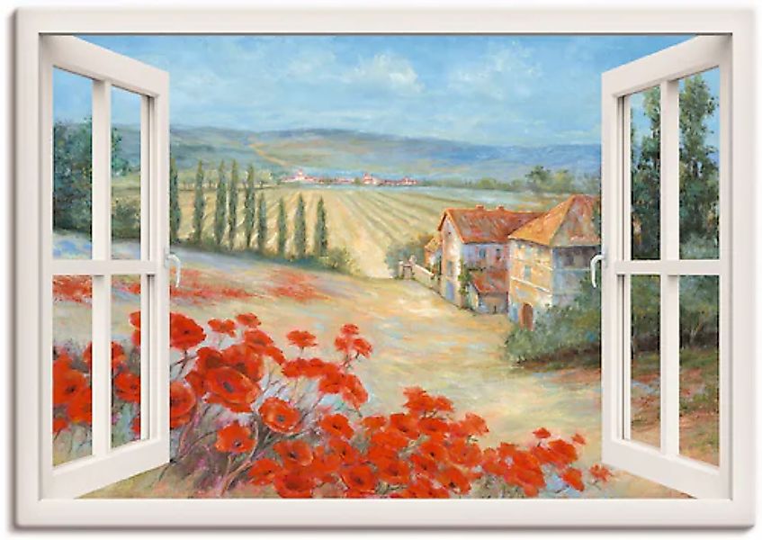 Artland Leinwandbild »Mohnlandschaft« Fensterblick 1 Stk. tlg. auf Keilrahm günstig online kaufen