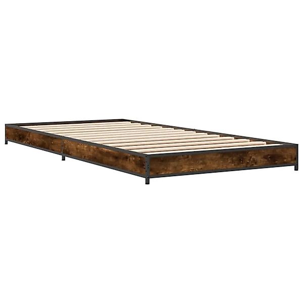 vidaXL Bettgestell Räuchereiche 100x200 cm Holzwerkstoff und Metall 845173 günstig online kaufen