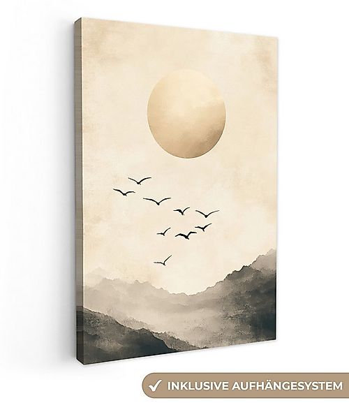 OneMillionCanvasses® Leinwandbild Landschaft - Japandi - Vogel, Fotodruck ( günstig online kaufen