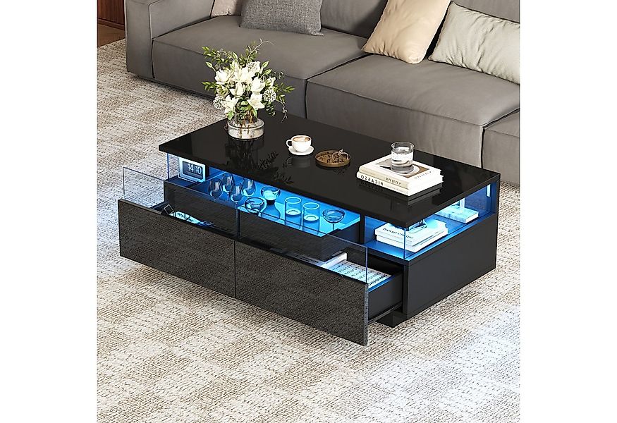 HAUSS SPOLE Couchtisch Hochglanz-Couchtisch mit 2 Schubladen, mit Tablett, günstig online kaufen