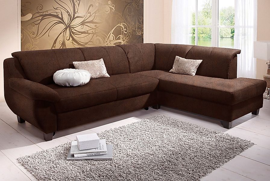 Home affaire Ecksofa "Yesterday L-Form", Microfaser MELROSE, mocca günstig online kaufen