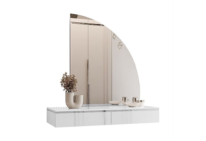 ALLHOUSE24 Schminktisch PEONY SILBER Hängender Schminktisch Halbmond Spiege günstig online kaufen