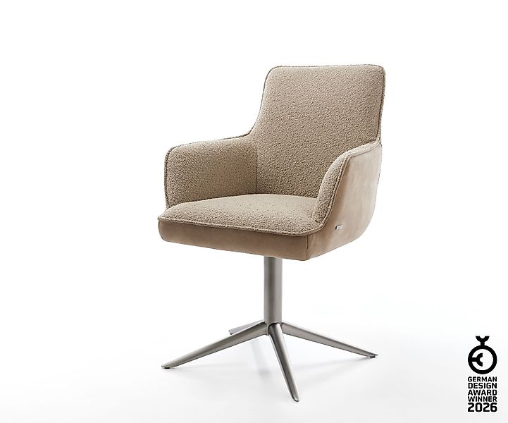 Drehstuhl Heira-Flex mit Armlehnen Materialmix Schlamm Fußkreuz Graphit 360 günstig online kaufen