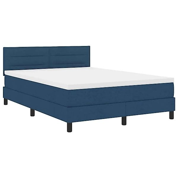 vidaXL Boxspringbett mit Matratze mit Kopfteil Blau 140 x 190 cm Stoff 3342 günstig online kaufen