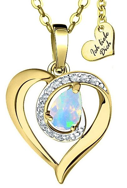 Limana Herzkette echter Opal Edelstein Kette mit Herz Anhänger 925 Silber g günstig online kaufen