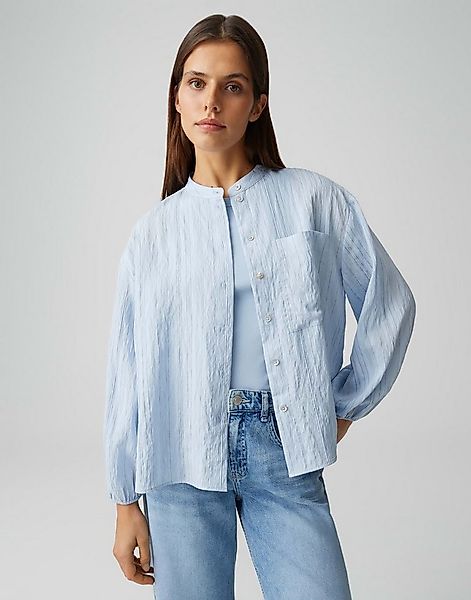 OPUS Langarmbluse Flaria aus Webware mit Streifenstruktur Perlmuttknöpfe, a günstig online kaufen