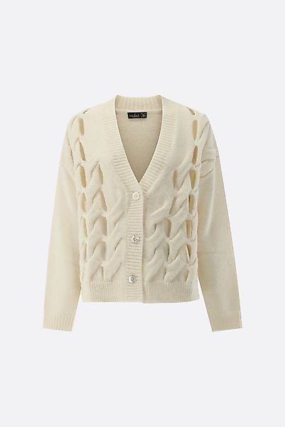 Strickjacke mit offenem Zopfstrickmuster günstig online kaufen