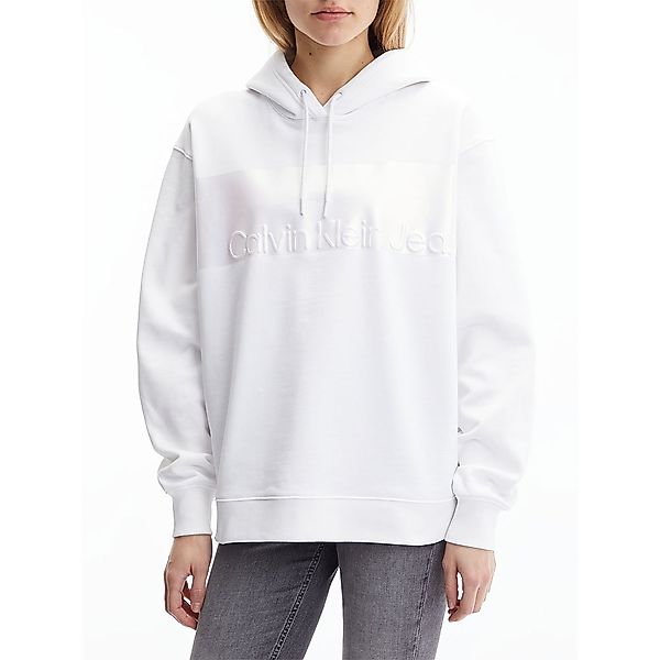 Calvin Klein Jeans Shiny Logo Blocking Kapuzenpullover XS Bright White günstig online kaufen