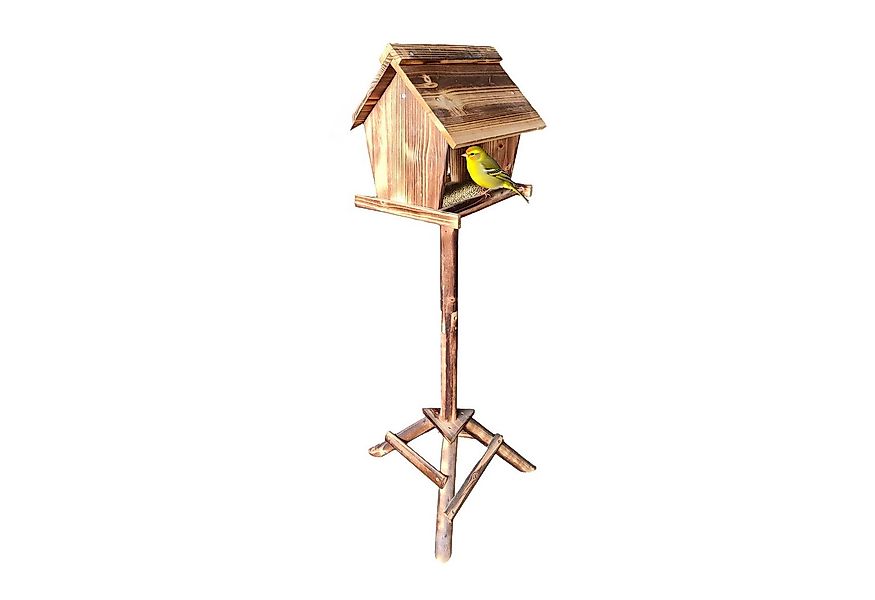 relaxdays Vogelhaus Vogelfutterhaus aus Tannenholz, geflammt günstig online kaufen