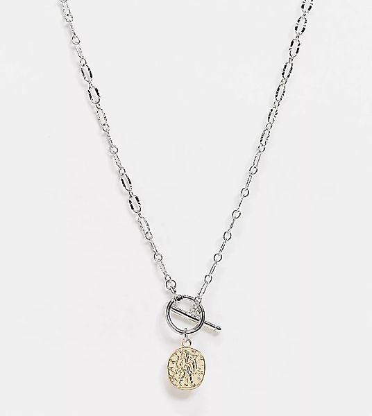 Reclaimed Vintage – Inspired – Halskette aus verschiedenen Metallen mit T-S günstig online kaufen