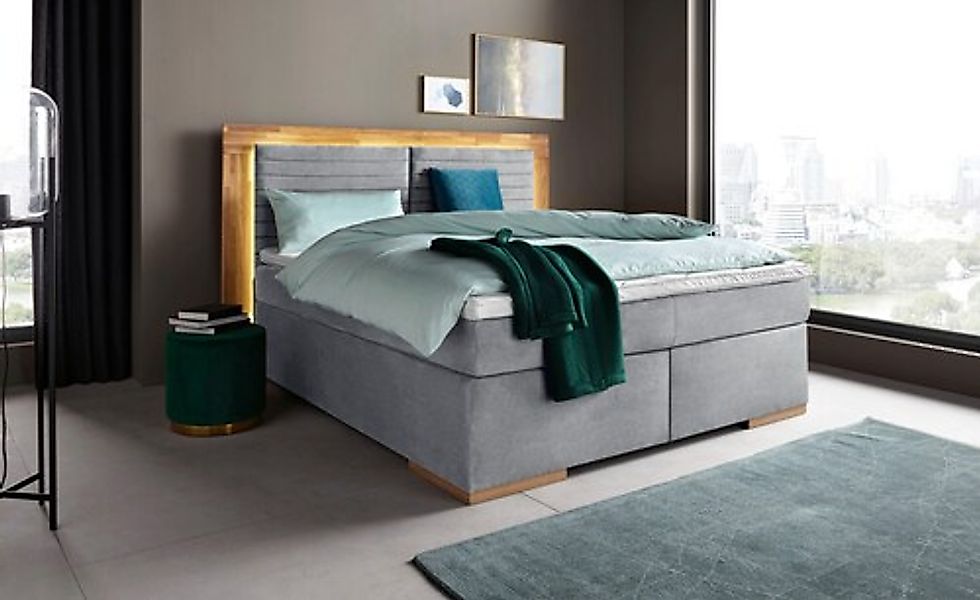 Places of Style Boxspringbett "Cup", mit LED-Beleuchtung, Massivholzrahmen günstig online kaufen