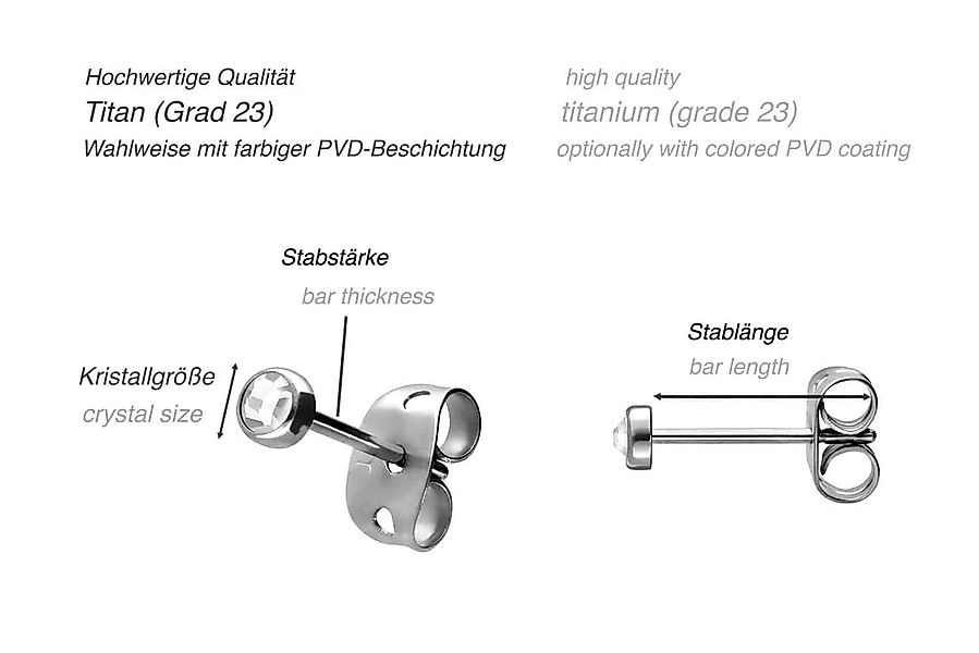 FILANGO Single-Ohrstecker Titan Ohrstecker FLACHER KRISTALL günstig online kaufen