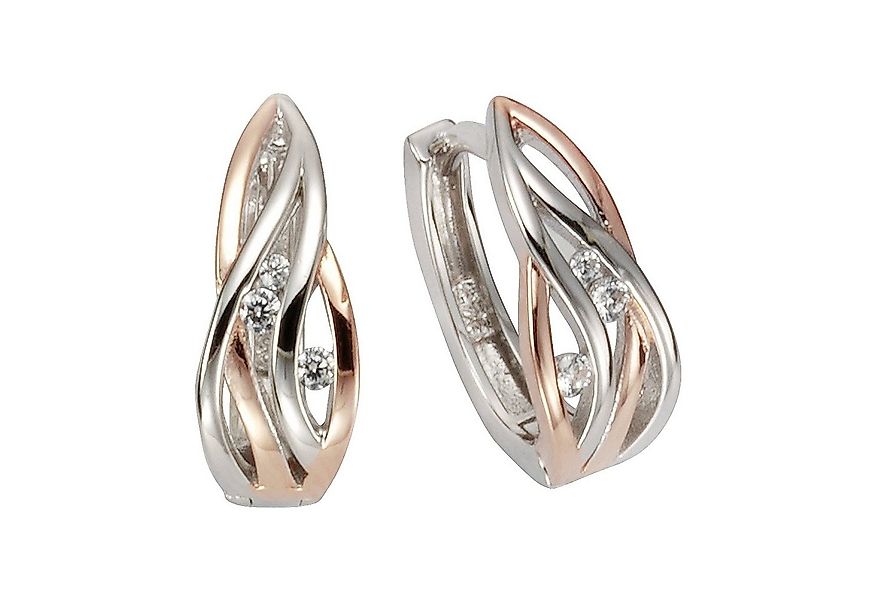 Zeeme Paar Creolen Silber 925 zweifarbig 6x Zirkonia weiß günstig online kaufen