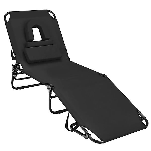 Costway Sonnenliege mit Gesichtsöffnung 5-Fach Rückenlehne Schwarz günstig online kaufen