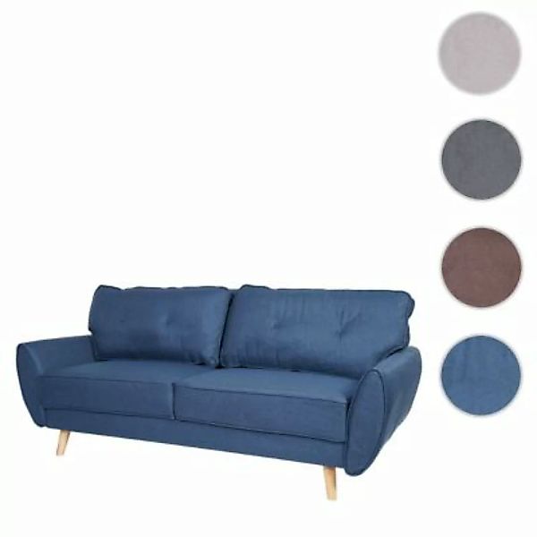 HWC Mendler 3er-Sofa mit Schlaffunktion blau günstig online kaufen