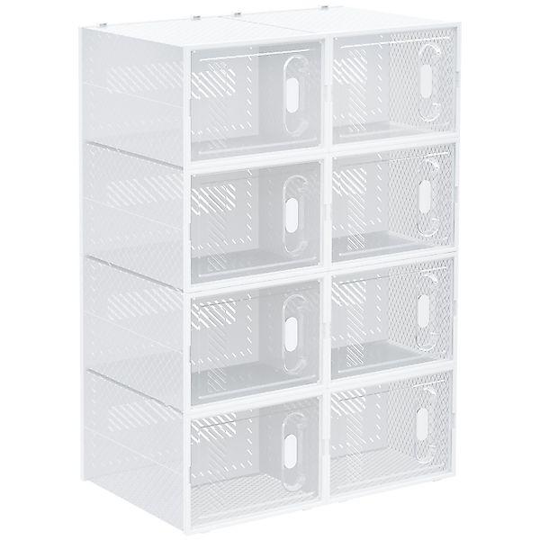 HOMCOM DIY Schuhschrank Kunststoff Transparent 28L x 36B x 21H cm günstig online kaufen