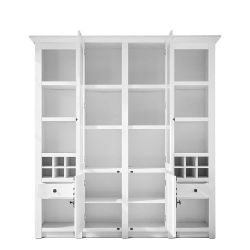 Landhaus Wohnzimmerschrank mit Weinfächern Pinie Weiß günstig online kaufen