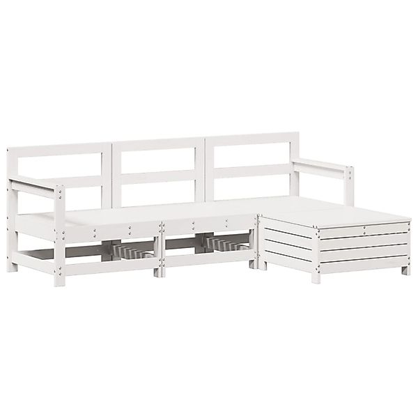 vidaXL 4-Tlg Garten-Sofagarnitur Weiß Massivholz Kiefer 3250793 günstig online kaufen