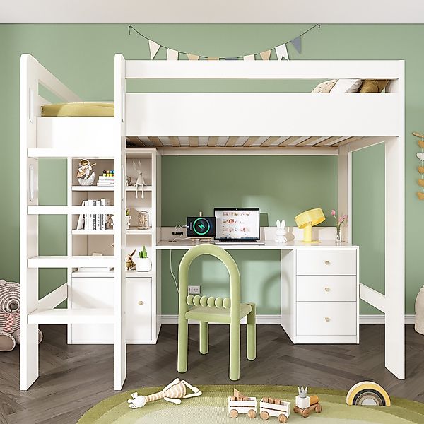 Merax Hochbett (1-St) Kinderbett 90x200 mit günstig online kaufen