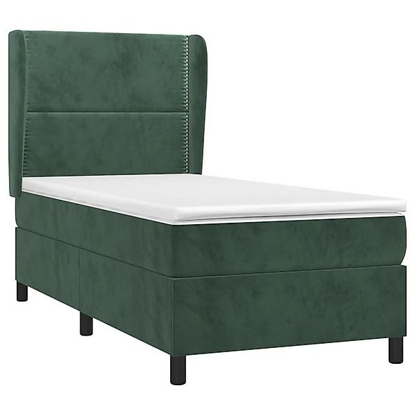 vidaXL Bett Boxspringbett mit Matratze Dunkelgrün 90x190 cm Samt günstig online kaufen