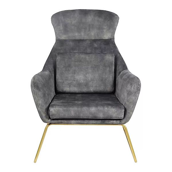 Extravaganter Sessel in Grau Samtvelours und Metall günstig online kaufen