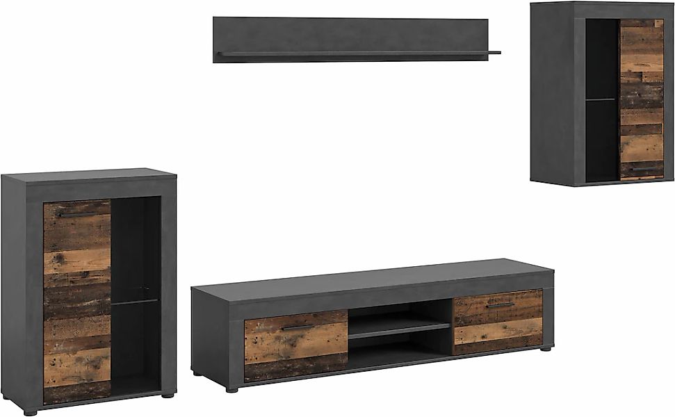 INOSIGN Wohnwand "Aosta, 4-tlg., bestehend aus: 2x Vitrine, Lowboard & Wand günstig online kaufen
