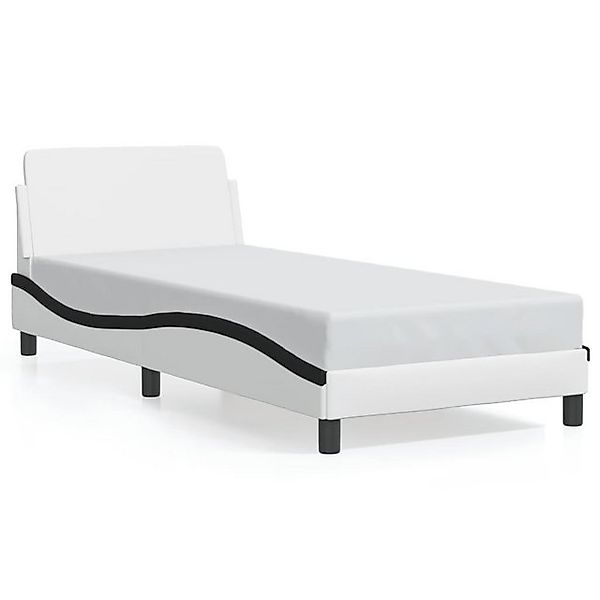 vidaXL Bettgestell, Bettrahmen mit Kopfteil Schwarz und Weiß 90x200 cm Kuns günstig online kaufen