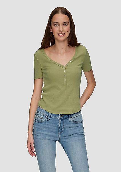 QS Kurzarmshirt Verkürztes T-Shirt aus Rippware günstig online kaufen